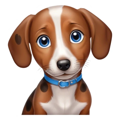 Small dachshund with brown and white spots and blue eyes sticker