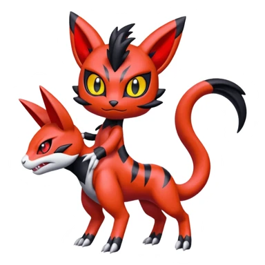Colorful Meloetta-Litten-Guilmon-Darkrai-Pokémon-Fakémon-fusion-hybrid-creature sticker