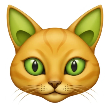 furless smooth dark yellow alien cat face with green ailen eyes sticker