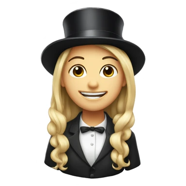 smiling girl white skin, in top hat sticker