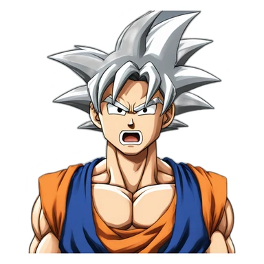 Goku from "Dragon ball" going ultra instinct and yelling sticker