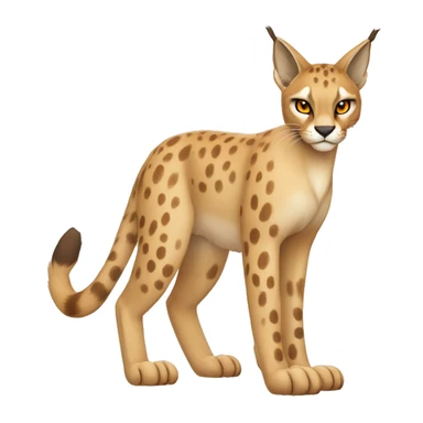 Beige Lynx-Caracal-Fakemon-hybrid with orange points with spots, brown toes, and short tail, full body sticker