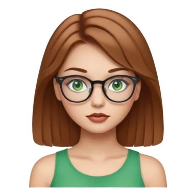 Yeşil gözlü,Hafif kahverengi saçlı, beyaz tenli, gözlüklü, crop giyinen ,dolgun dudaklı,makyajlı bir kiz sticker