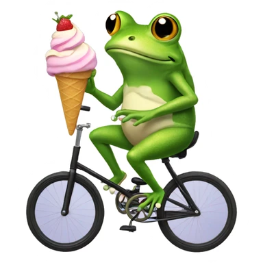 Frog eating ice cream on a unicycle  sticker