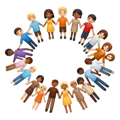 A circle of diverse people of different races and ethnicities holding hands as a symbol of unity, integration, and harmony sticker