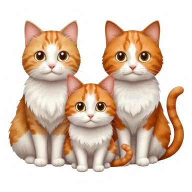 3 sibling cats each are various different natural colours; 1 is ginger and white, the next is brown tabby and white and the third is a calico sticker