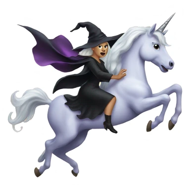 an evil witch flying a unicorn sticker