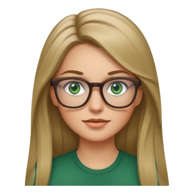 White woman,dark blonde hightlights, glasses, green eyes, long hair sticker