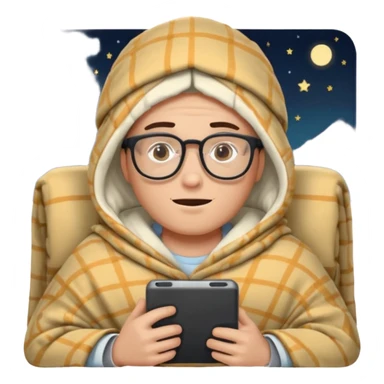 a guy wearing blanket on his head to watch a movie late night sticker