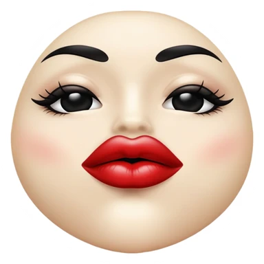 Glossy black lips, puckered as if for a kiss sticker