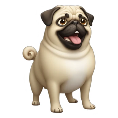 a fat happy pug as a software developer sticker