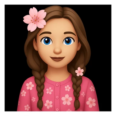 Make the cardigan pink with buttons and add a cherry blossom (🌸) theme, keeping the rest of the image the same sticker