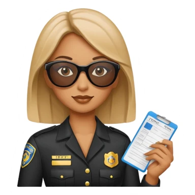 Police writing ticket with sunglasses on, female sticker