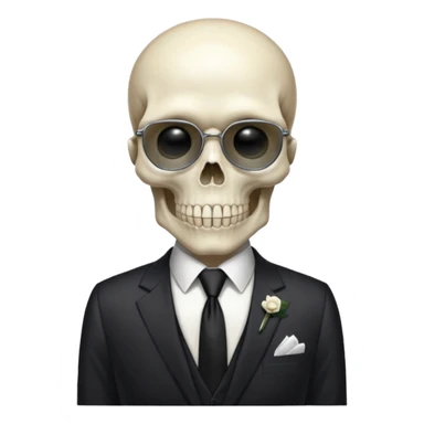 aesthetic shiny glowing divine lighting - Megadeth icon - a politician in an ivory ethereal suit wears a white tie, has a skull instead of a head, and instead of glasses, has a metal plate over his eyes sticker