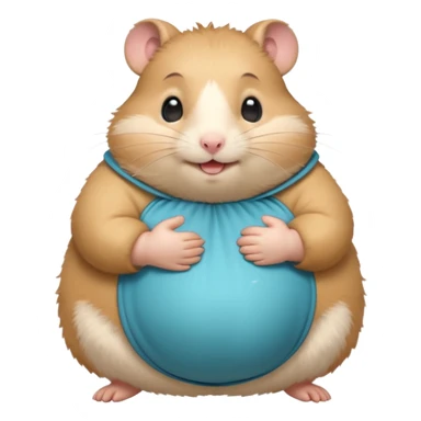 fat hamster holding pregnant belly smiling awkwardly sticker