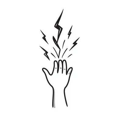 black lightning in hand-drawn black and white doodle style sticker