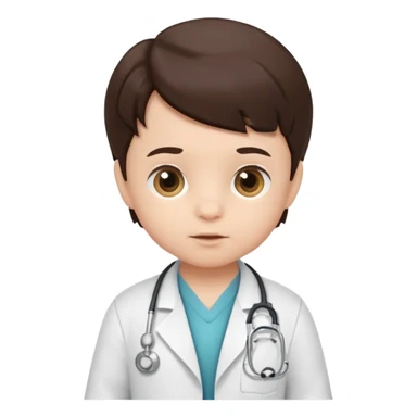 Brunette baby boy dressed as a doctor sticker