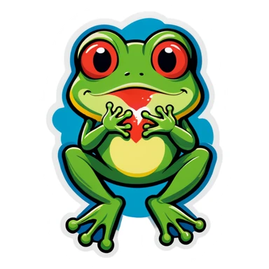Frog sensing a kiss sticker