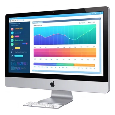 Create an emoji for animation and motion design. Show a computer monitor displaying the animation creation process, with a timeline, keyframes, and motion effects. Use modern, vibrant colors. No emojis or smiley faces. Transparent background. sticker