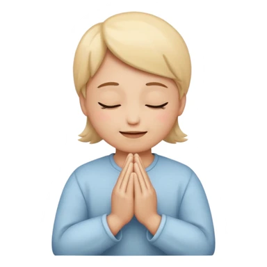 thank you emoji, face with closed eyes and gentle smile, hands in prayer, soft colors sticker