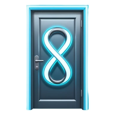 open door with glowing infinity sign sticker