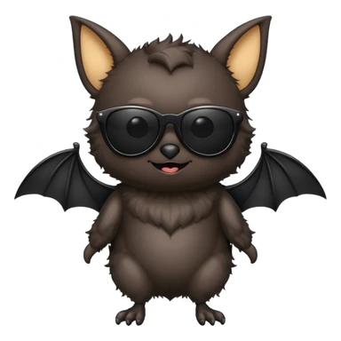 cute black bat with sunglasses, full body sticker