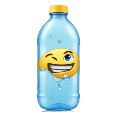 Clear plastic bottle with water coming out sticker
