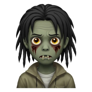 Boy, zombie, black hair, medium long, emo, dreads, dark, spooky, creepy expression sticker