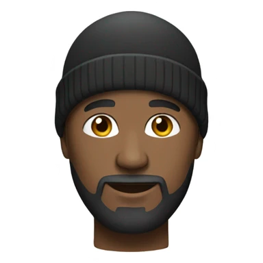 Black bald man with a beard and beanie sticker