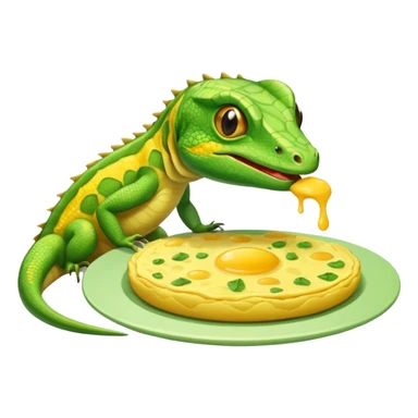 lizard eating omelette sticker