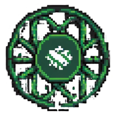 Pixel art atom symbol with Pakistan flag colors sticker