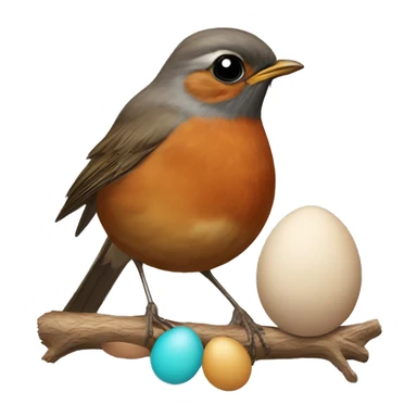 Robin with its eggs  sticker