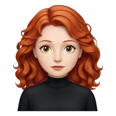 Julia Grant from Summer of Fear with medium red wavy hair, black outfit sticker