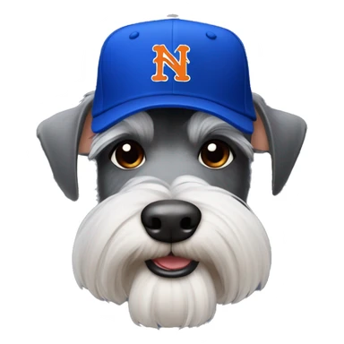 Schnauzer wearing Mets hat sticker