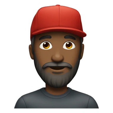 A bearded man wearing a red supreme hat  sticker