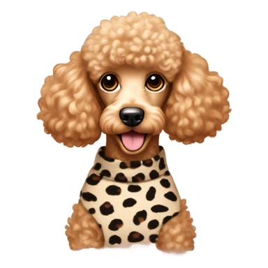 Apricot colored poodle wearing a leopard print sweater sticker