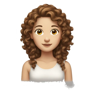 White girl with brown curly hair and brown eyes  sticker