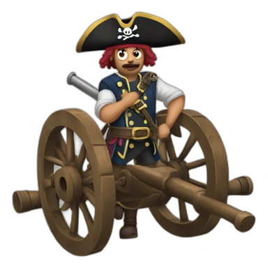 Pirate with cannons instead of arms sticker