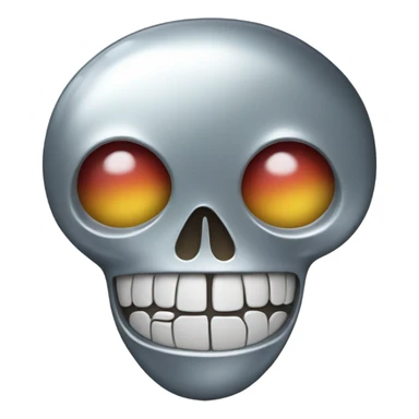 Chrome skull laughing hard with heart tears sticker