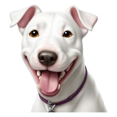 White bull terrier with light smile and tongue out sticker