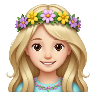 smiling girl with long hair at Easter  sticker