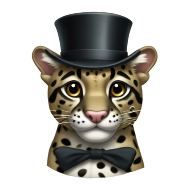 Clouded leopard with top hat and monocle sticker