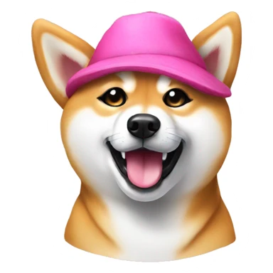 shiba dog with pink hat  sticker
