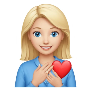 Une femme blonde yeux bleus qui envoi cœur sticker