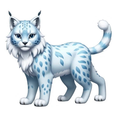 Fancy deluxe luxurious aesthetic elegant Snowy fluffy Ice-type Fakémon-Lynx full body sticker