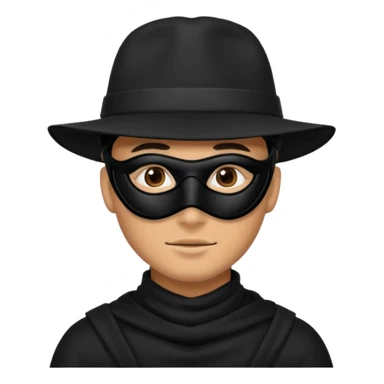 man with black hat and black mask sticker