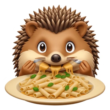 hedgehog eating pasta sticker
