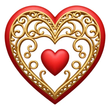 filigree valentine heart design, 3D, very detailed, hollow center sticker