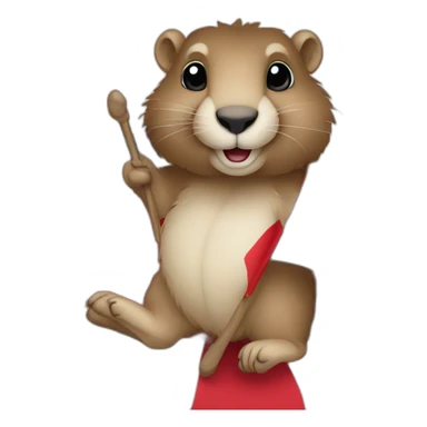 cute marmot holding the serbian flag red blue white sticker