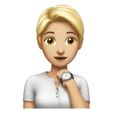 lady looking at watch sticker